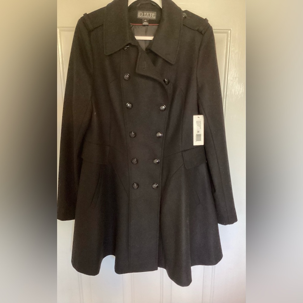 Collezione Black Double Breasted Coat Size Large Tall